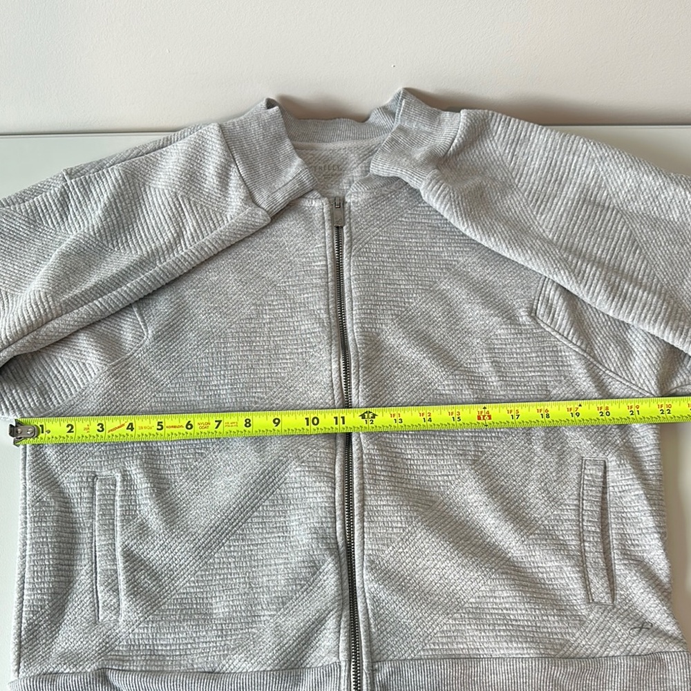 Women's Light Gray Athleisure Bomber Jacket - Picture 6 of 7